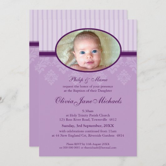 Invitations BAPTISM :: béni 2P (Devant / Derrière)