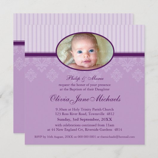 Invitations BAPTISM :: béni 2SQ (Devant / Derrière)