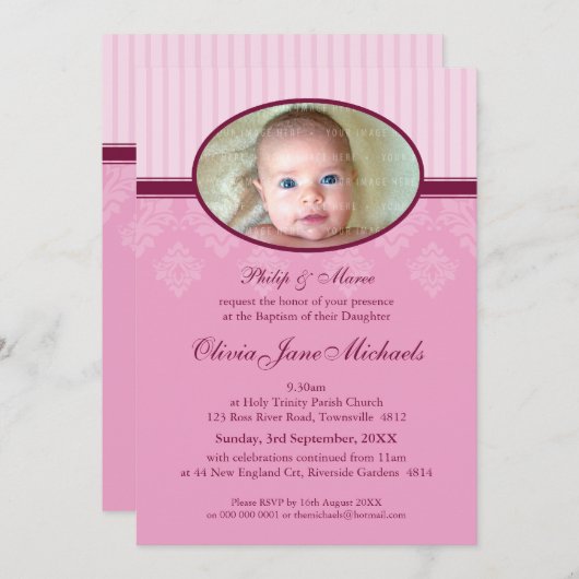 Invitations BAPTISM :: béni 3P (Devant / Derrière)