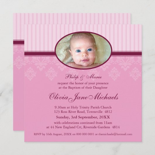 Invitations BAPTISM :: béni 3SQ (Devant / Derrière)