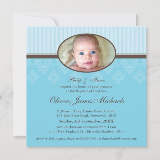 Invitations BAPTISM :: béni 6SQ (Devant)