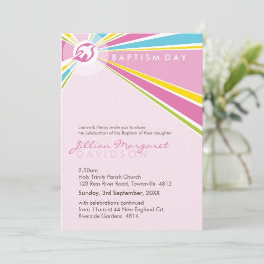 Invitations BAPTISM :: colombe moderne 10P (Debout devant)