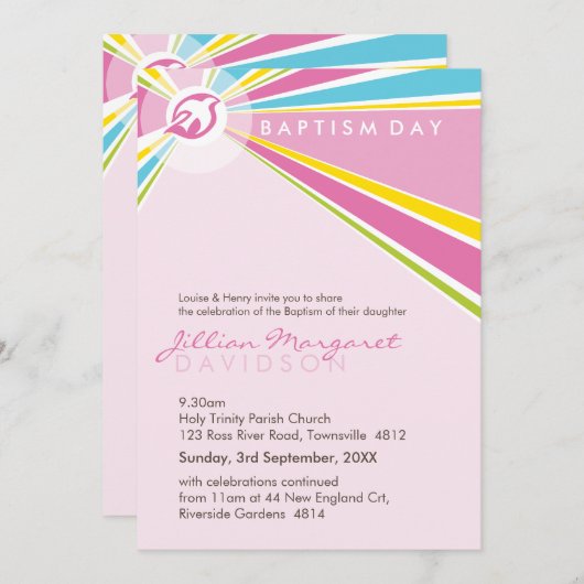 Invitations BAPTISM :: colombe moderne 10P (Devant / Derrière)