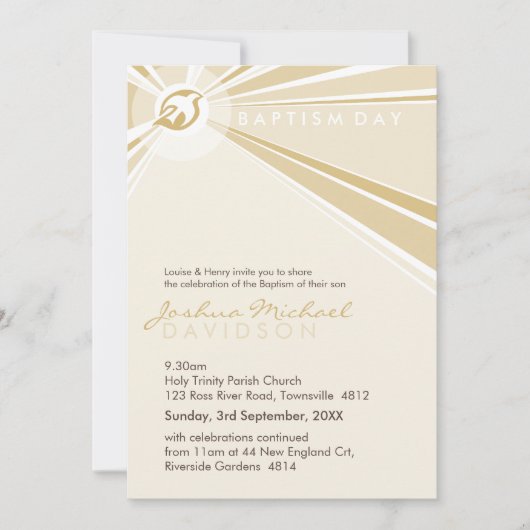 Invitations BAPTISM :: colombe moderne 2P (Devant)
