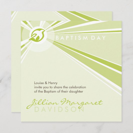 Invitations BAPTISM :: colombe moderne 7SQ (Devant / Derrière)