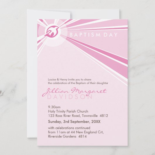 Invitations BAPTISM :: colombe moderne 8P (Devant)