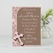 Invitations BAPTISME DOMMAQUES ROSES POUR LES FILL (Debout devant)