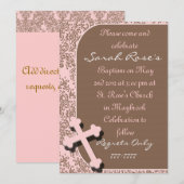 Invitations BAPTISME DOMMAQUES ROSES POUR LES FILL (Devant / Derrière)