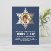 Invitations Bar Mitzvah| Faux Gold Foil Star (Debout devant)