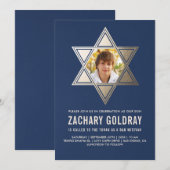 Invitations Bar Mitzvah| Faux Gold Foil Star (Devant / Derrière)