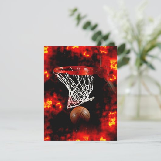 Invitations Basketball, Net & Flames (Debout devant)