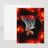 Invitations Basketball, Net & Flames (Devant / Derrière)