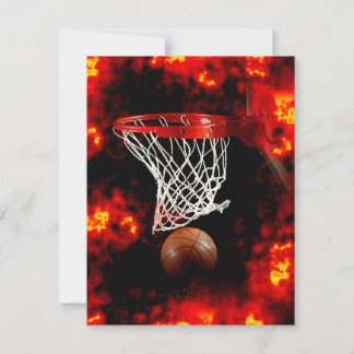 Invitations Basketball, Net & Flames