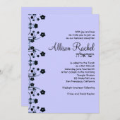 Invitations Bat mitzvah Allison Fleurs sucrées Gri (Devant / Derrière)