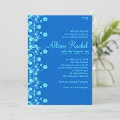 Invitations Bat mitzvah Allison Flowers Blue 06C (Debout devant)