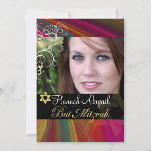 Invitations Bat mitzvah arc-en-ciel PixDezines