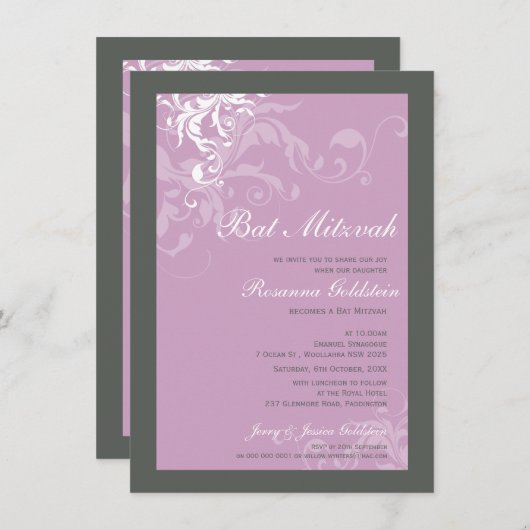 INVITATIONS bat mitzvah :: bella 1P (Devant / Derrière)