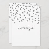Invitations Bat mitzvah Confetti Argent (Devant / Derrière)