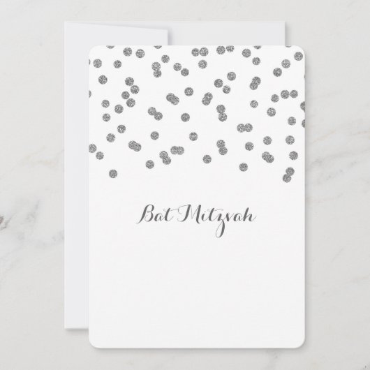 Invitations Bat mitzvah Confetti Argent (Devant)