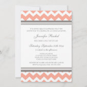 Invitations Bat mitzvah Coral Grey Chevron (Dos)
