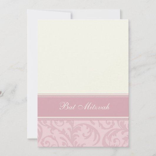 Invitations Bat mitzvah Damask Crème rose (Devant)