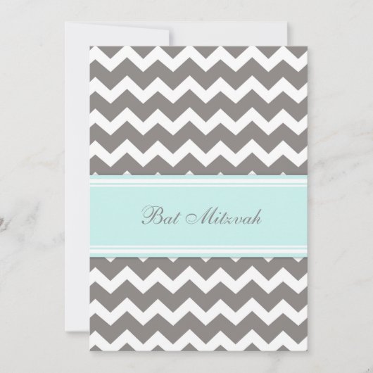 Invitations Bat mitzvah de Blue Grey Chevron (Devant)