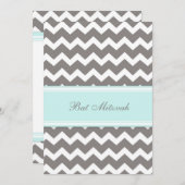 Invitations Bat mitzvah de Blue Grey Chevron (Devant / Derrière)
