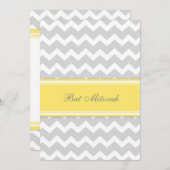 Invitations Bat mitzvah de Chevron gris jaune (Devant / Derrière)