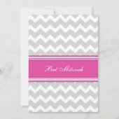 Invitations Bat mitzvah de Chevron gris rose (Devant)