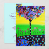 Invitations Bat mitzvah de l'arborescence de la ba (Devant / Derrière)