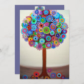 Invitations Bat mitzvah de l'arborescence de la ba (Devant / Derrière)