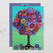 Invitations Bat mitzvah de l'arborescence de la ba (Devant / Derrière)