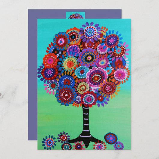 Invitations Bat mitzvah de l'arborescence de la ba (Devant / Derrière)