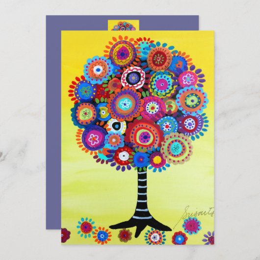 Invitations Bat mitzvah de l'arborescence de la ba (Devant / Derrière)