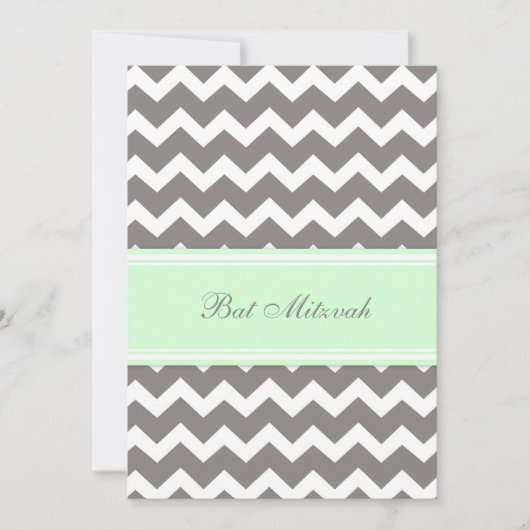 Invitations Bat mitzvah de Mint Grey Chevron (Devant)