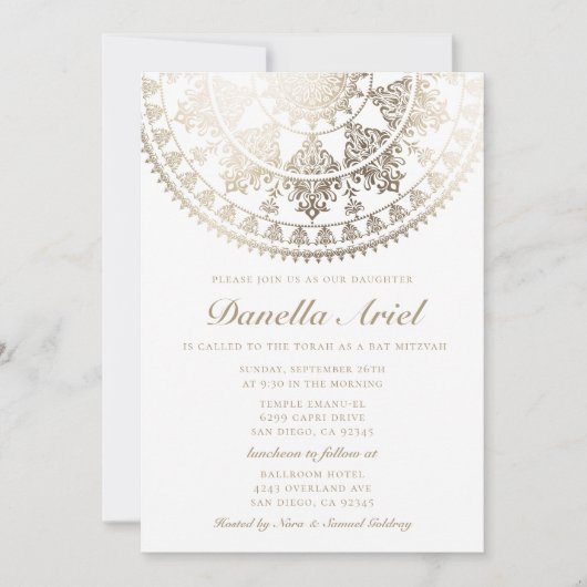Invitations bat mitzvah Gold Foil (Devant)