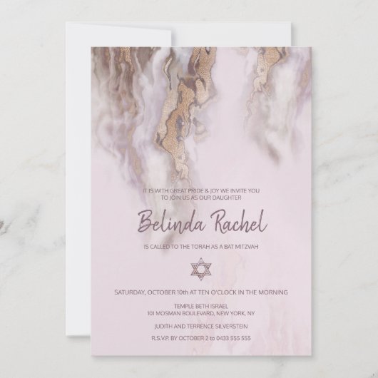 Invitations Bat mitzvah| Or Rose (Devant)