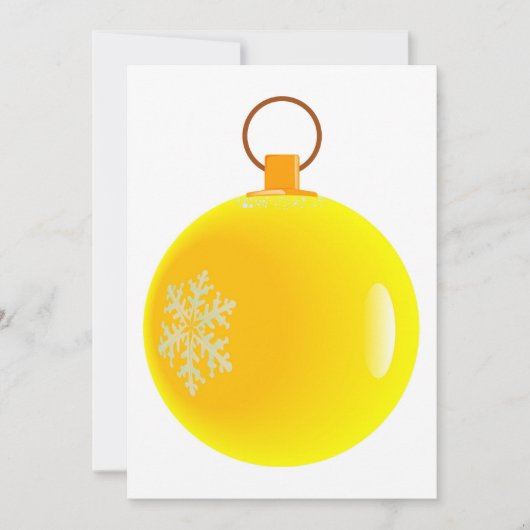 Invitations Bauble de Noël Jaune. (Devant)