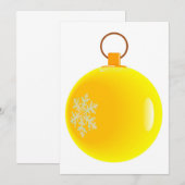 Invitations Bauble de Noël Jaune. (Devant / Derrière)