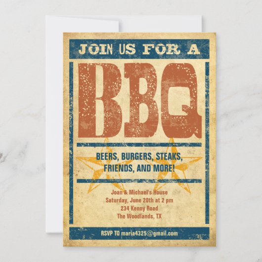Invitations BBQ de style occidental (Devant)