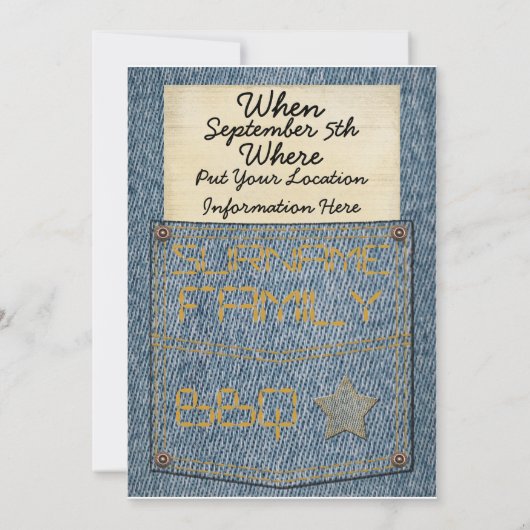 Invitations BBQ Jeans Pocket (Dos)