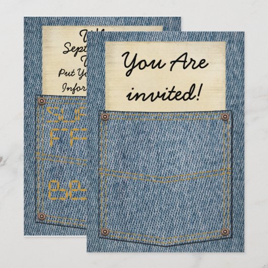 Invitations BBQ Jeans Pocket (Devant / Derrière)