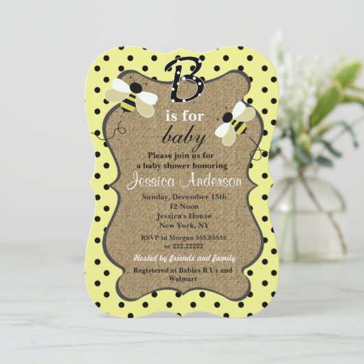 Invitations Bee Baby Shower (Debout devant)