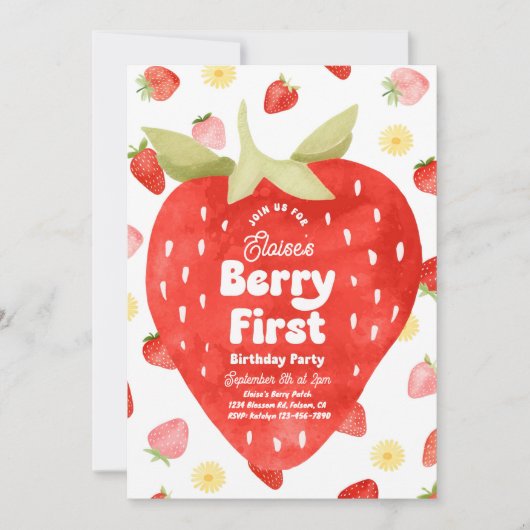 Invitations Berry First Birthday (Devant)