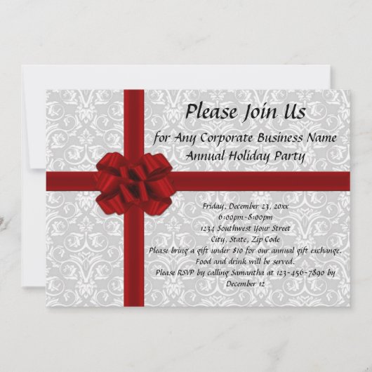 Invitations Big Red Bow Holiday Office Party (Devant)