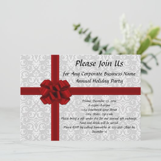 Invitations Big Red Bow Holiday Office Party (Debout devant)