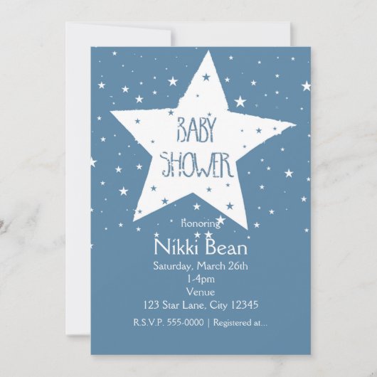 Invitations Big Star BABY SHOWER Ciel céleste (Devant)