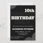 Invitations Black 10e anniversaire Boy Fête (Devant)