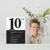 Invitations Black 10e anniversaire Elegant Chic (Debout devant)