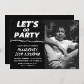 Invitations Black 11e anniversaire Boy Photo (Devant / Derrière)